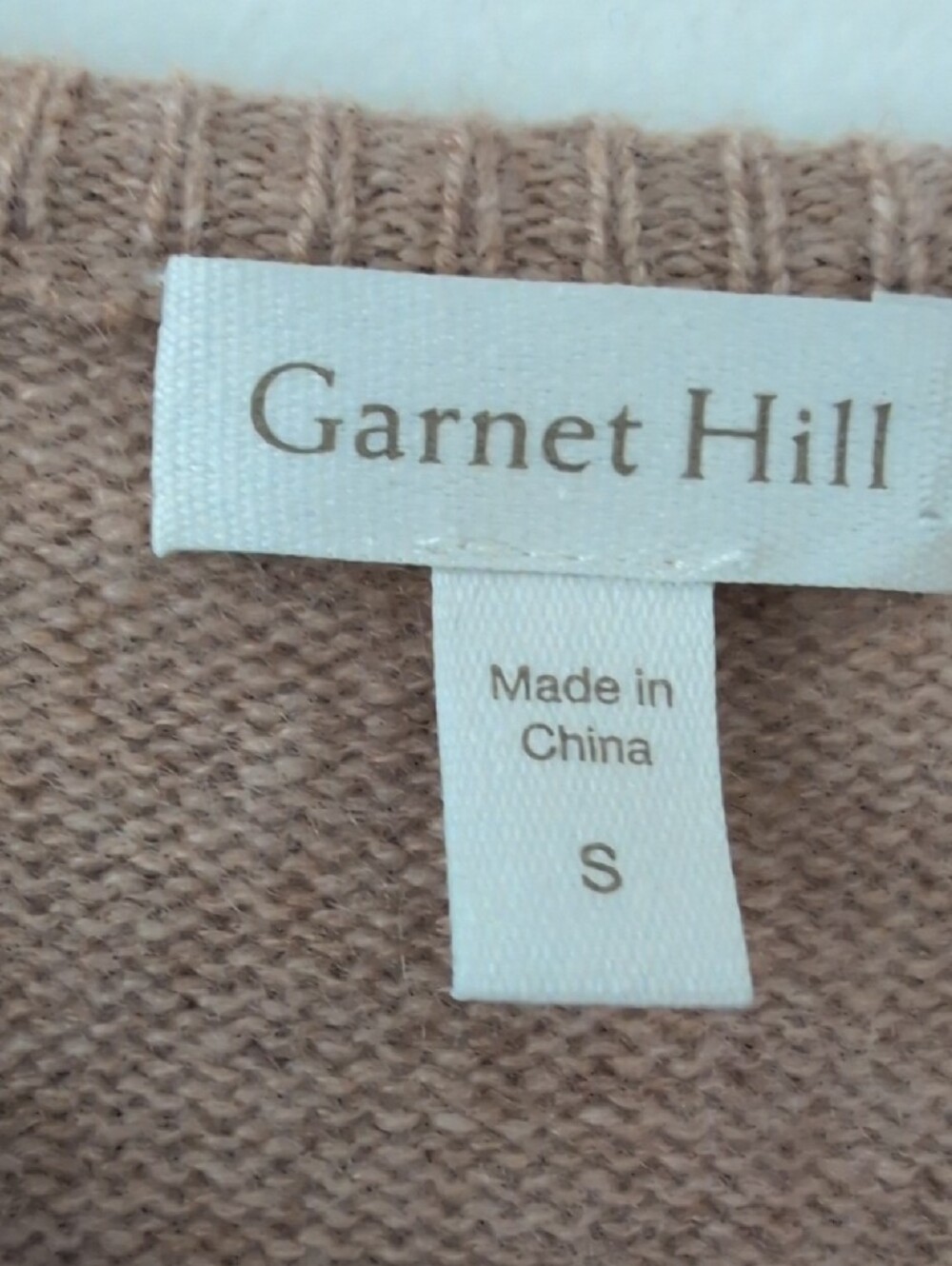 Garnet Hill Cashmere V-Neck Sweater 3/4 Sleeve Baggy Boho in Taupe Sz. Small - Picture 2 of 8